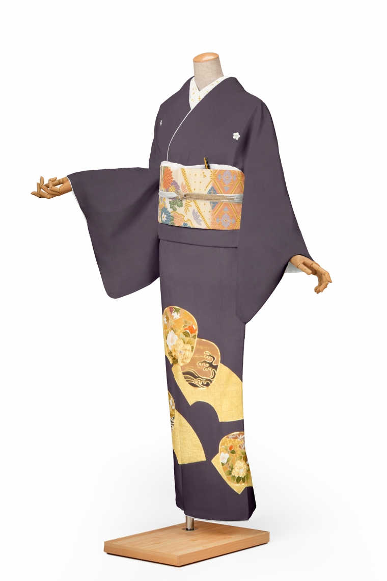 155cm　Mサイズ　京友禅　正絹色留袖　灰桜色　結婚式　フォーマル　k202種類着物