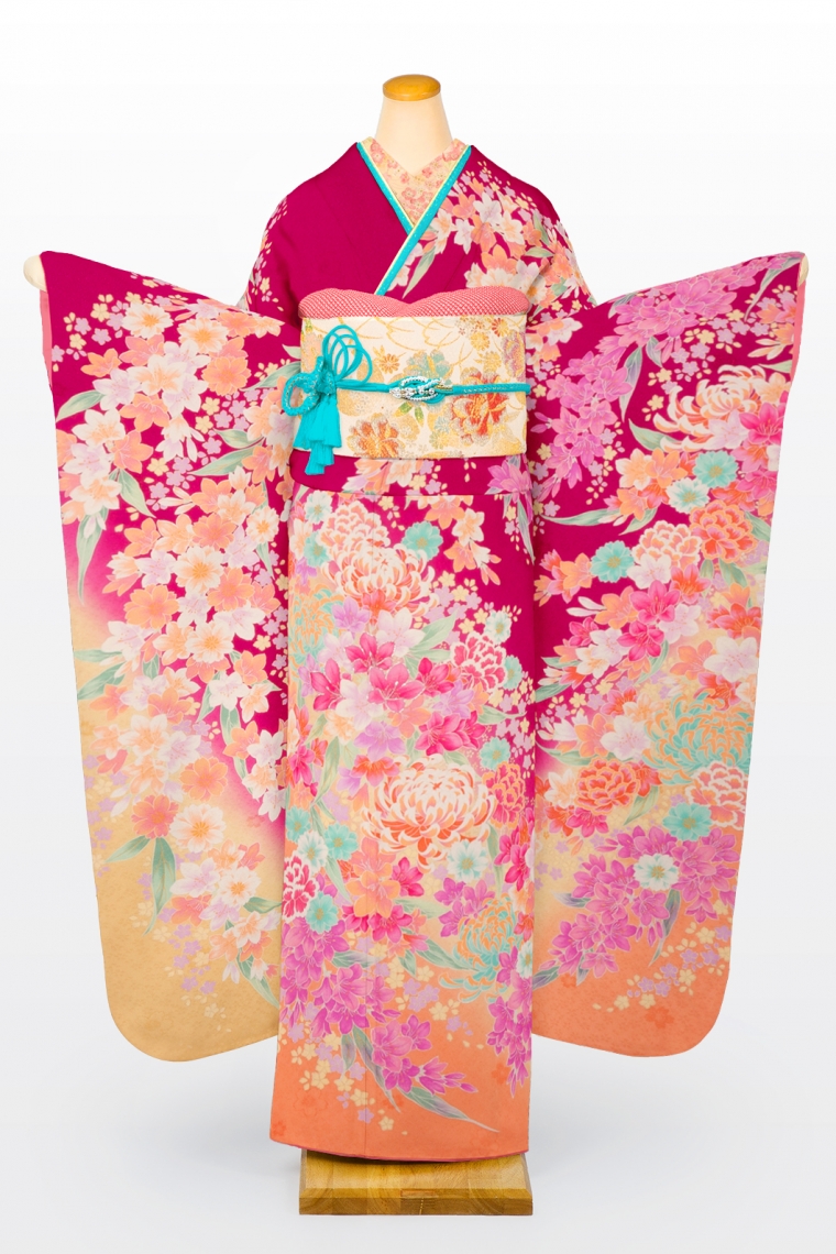 売れ済 ２点通販店 成人式 着物 振袖用 “菊で花咲く” 草履・バッグ ...